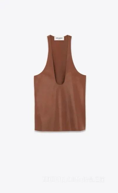FW23 Saint Laurent Tank Top in Shiny Lambskin