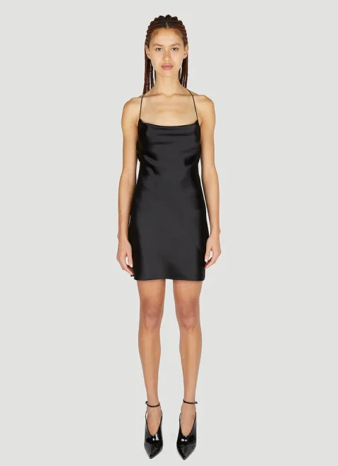 SS23 Saint Laurent Cowl Dress in Silk in Black