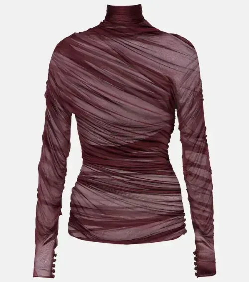 FW24 Saint Laurent Ruched Top in Jersey Voile