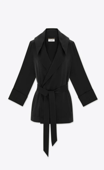 Saint Laurent Hooded Jacket in Crepe Satin