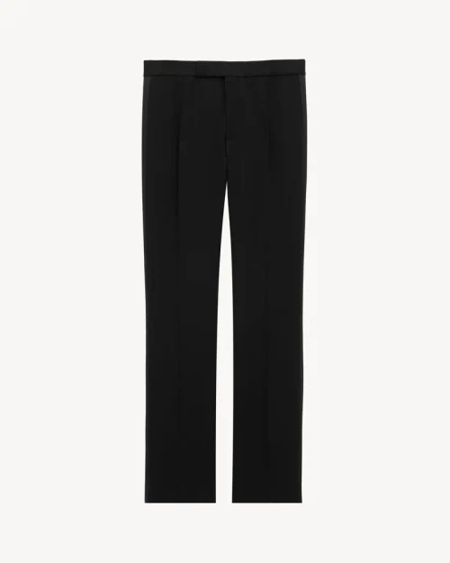 FW25 Saint Laurent Tuxedo Straight Pants in Grain De Poudre