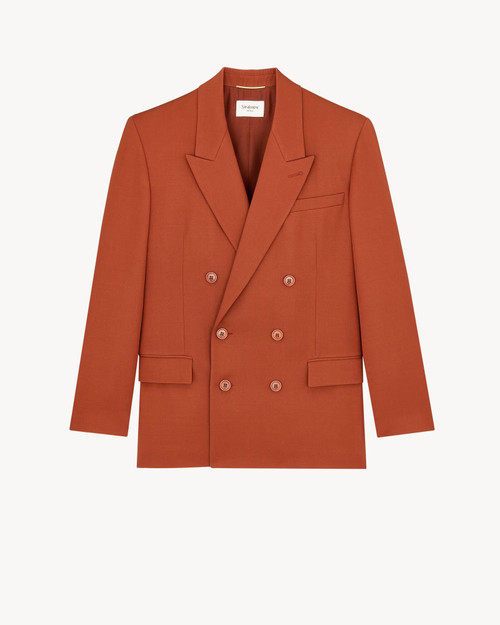 SS26 Saint Laurent Double-Breasted Jacket in Wool Gabardine