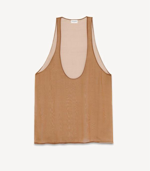 SS24 Saint Laurent Tank Top in Silk Muslin