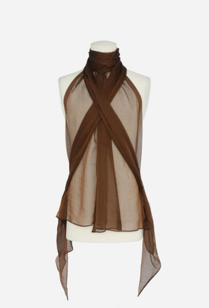 SS24 Saint Laurent Top Grand Lavalliere-neck Top Brown