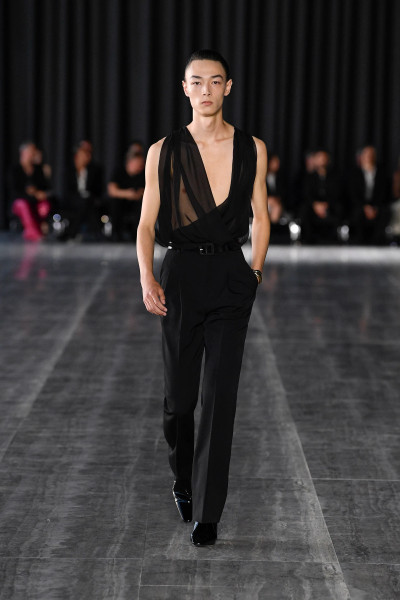 SS24 Saint Laurent Wrap Top in Silk Muslin