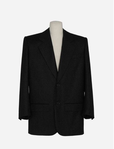 SS24 Saint Laurent Noir/Argent Pinstripped Blazer Jacket