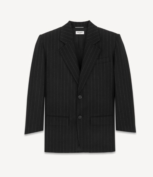 SS24 Saint Laurent Oversized Jacket in Pinstripe Wool Felt