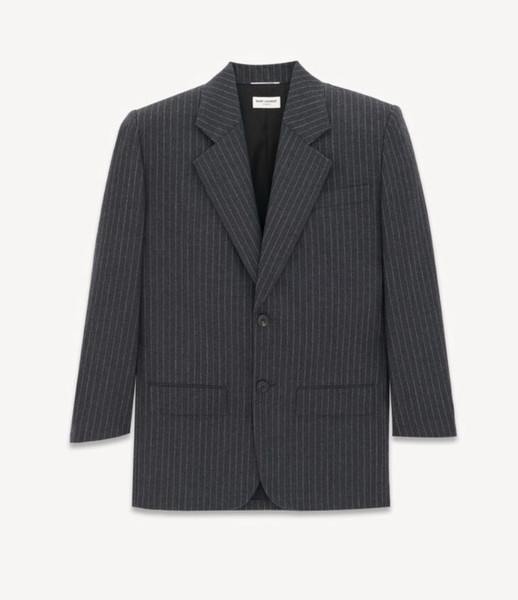 SS24 Saint Laurent Oversized Jacket in Rive Gauche Striped Flannel
