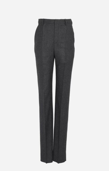 SS24 Saint Laurent High Waisted Pants with Wide Leg Anthracite