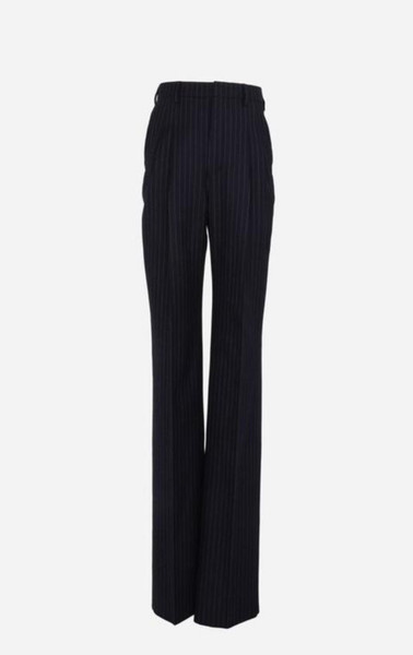 SS24 Saint Laurent Navy and White Striped Flannel Pants