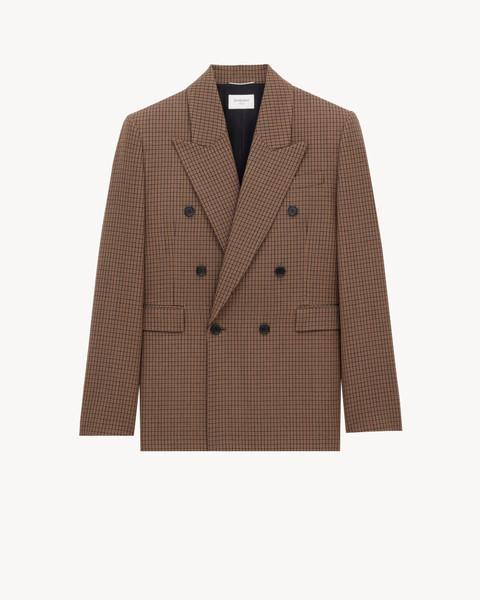 FW25 Saint Laurent Double Breasted Jacket in Wool Check