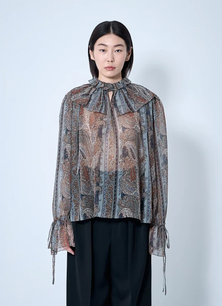 SS25 Saint Laurent Blouse in Paisley Silk Georgette