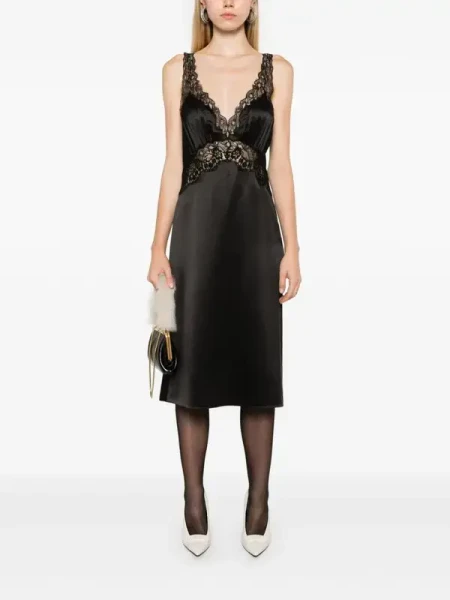 Saint Laurent Slip Dress in Silk Satin Crepe