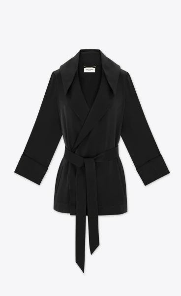 Saint Laurent Hooded Jacket in Crepe Satin