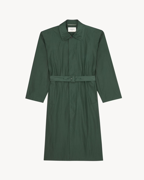 SS26 Saint Laurent Trench Coat in Silk Green