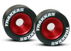Traxxas Red Aluminum Wheelie Bar Wheels w/Rubber Tires, 5186