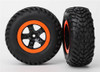 Traxxas Off-Road Racing Tires and Black SCT Orange Beadlock Wheels (4WD F/R, 2WD Rear), 5863