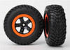 Traxxas S1 Off-Road Racing Tires and Black SCT Orange Beadlock Wheels (4WD F/R, 2WD Rear), 5863R, TRA5863R