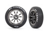 Traxxas Front Weld Black Chrome Wheels Assembled on MT Tires for Drag Slash, 9474X