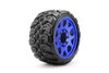 Jetko 1/8 SGT 3.8" EX King Cobra Tires Mounted on Metal Blue Claw Rims (Medium Soft/Belted/17mm/0 Offset)