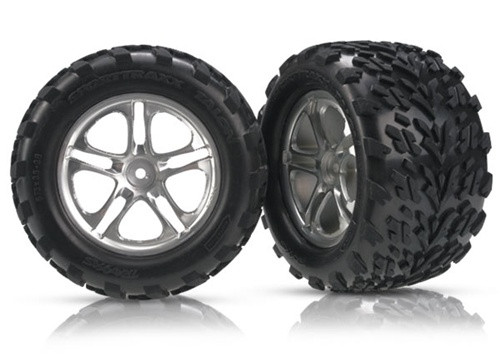 Traxxas 5172 Ruote SS (Split Spoke) Cromate Nere Da 3.8'' Per Revo & Maxx Series. Mozzi Da 17mm E Dadi Inclusi. Paio Di Ruote In Nylon Per Incollaggio Pneumatici.