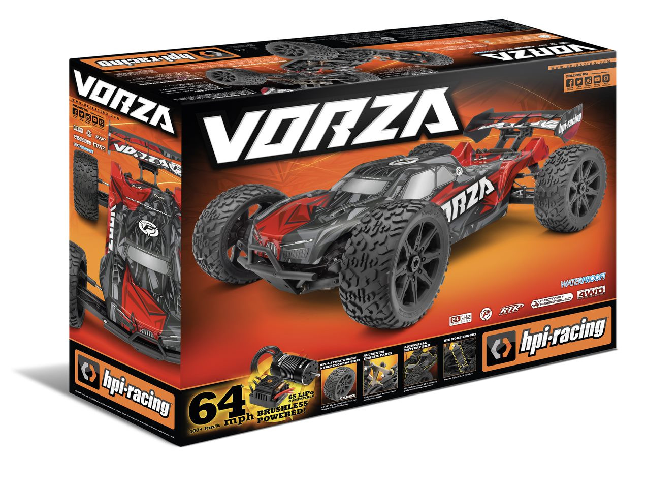 HPI Racing Vorza FLUX Brushless 1/8 4WD Truggy RTR - Red, 