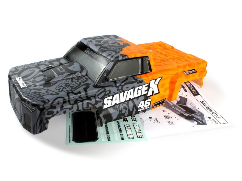 HPI GT-6 Sportcab Painted Truck Body (Grey/Orange) for Savage X