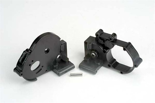 Traxxas Gearbox halves (l&r) (black) w/ idler gear shaft, 3691, TRA3691