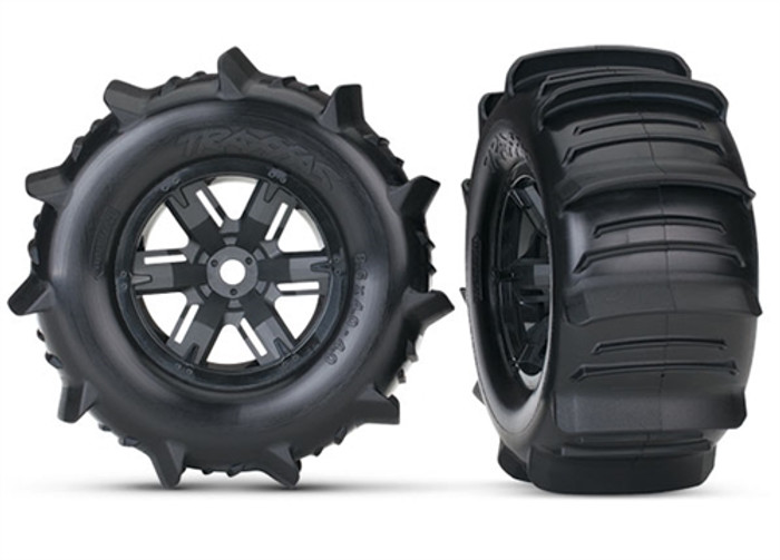 Traxxas Paddle Tires and Black Wheels (2), Left and Right - X-Maxx, 7773