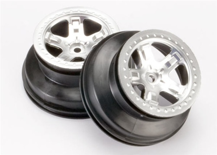 Traxxas Wheels Satin Chrome 2.2" Dual Profile 5-spoke Beadlock Rear, 5872