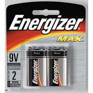 Energizer Max 9V Alkaline Battery 2-Pack