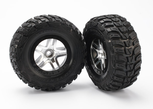 Traxxas Kumho Tires & Split-Spoke Black Beadlock Wheels (2WD front), 5882, TRA5882