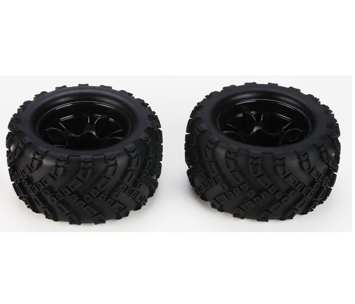 DHK Tires on Black Wheels for Zombie 8e 1/8 Electric Truck, 8384-001