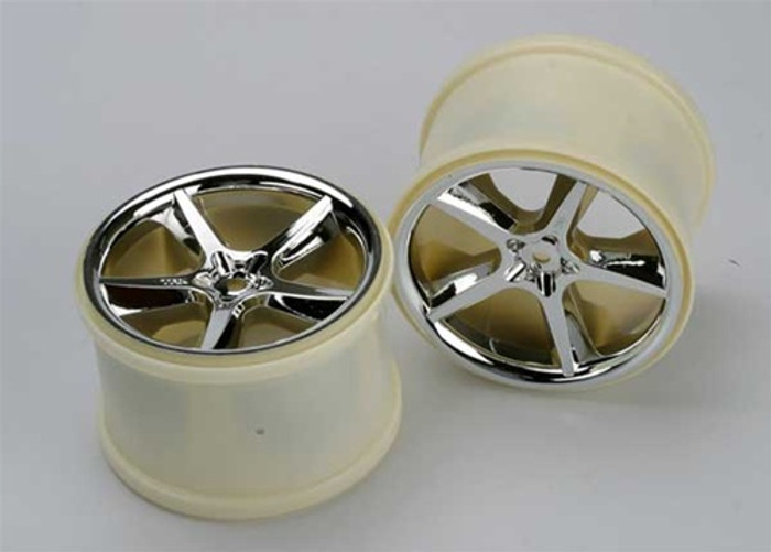 Traxxas Gemini 3.8" Chrome Wheels (2) (also fits Maxx series), 5372