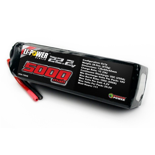 Venom 50C 5000mAh 22.2V LiPO Battery, 15048