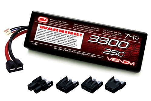 VENOM 25C 3300mAh 7.4V 2-Cell R/C LiPo Hardcase Battery - UNI Plug, 1556