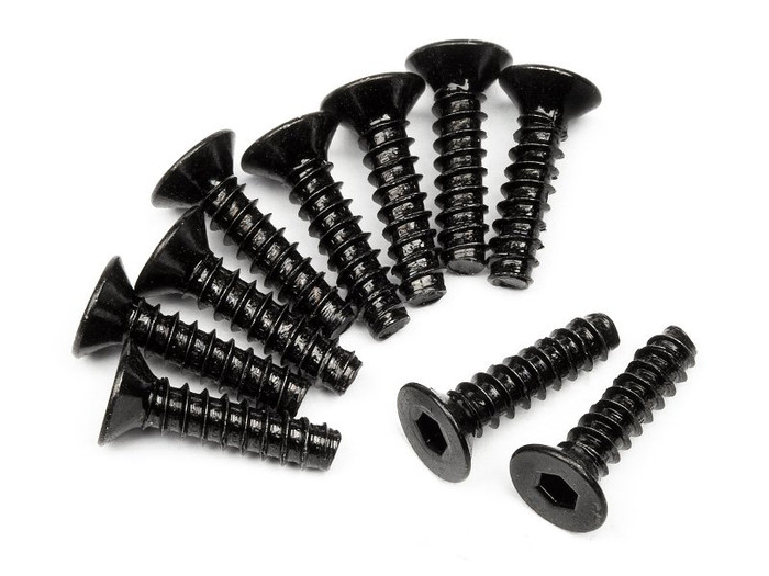 HPI Racing M3X12mm Hex Socket TP Flat Head Screws (10-pcs), 94305, HPI94305