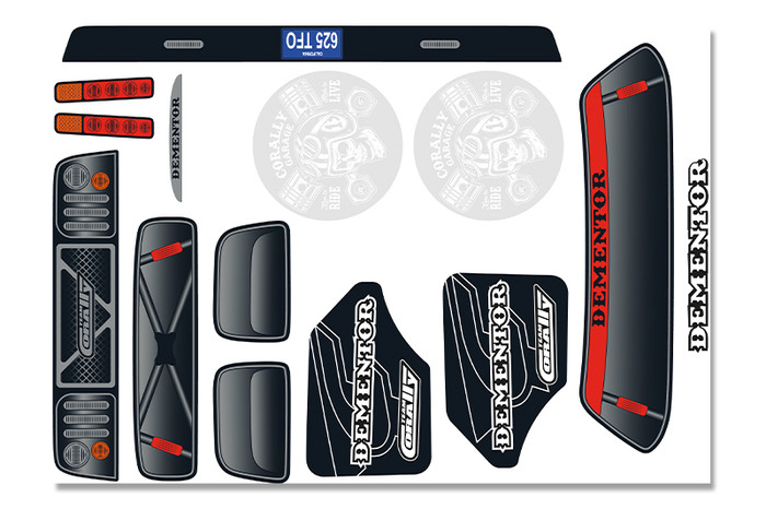 Team Corally Body Decal Sheet for Dementor XP 6S, C-00180-382-1, CORC-00180-382-1