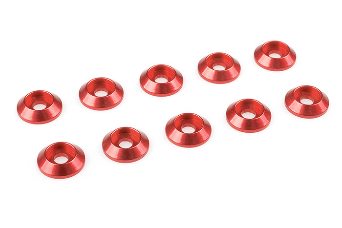 Team Corally Red Aluminum Washer for M3 Flat Head Screws (10-pcs), C-3213-30-5, CORC-3213-30-5