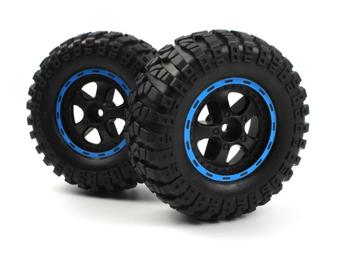 BlackZon Black/Blue Desert Wheels/Tires Assembled for 1/12 Smyter Desert Vehicles, 540184