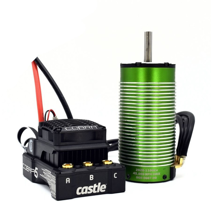 Castle Creations Cobra 5, 8S, 33.6V ESC with 20A PEAK BEC and 2028-1100KV Motor Combo, 010-0179-02, CSE010-0179-02