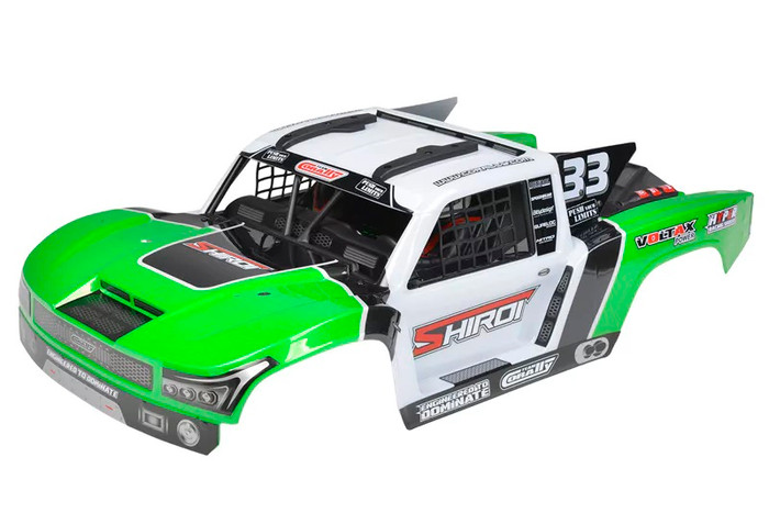 Team Corally Shiroi XP Green Polycarbonate Body with Driver Interior, Roll Cage and Body Accessories, C-00180-1252-3