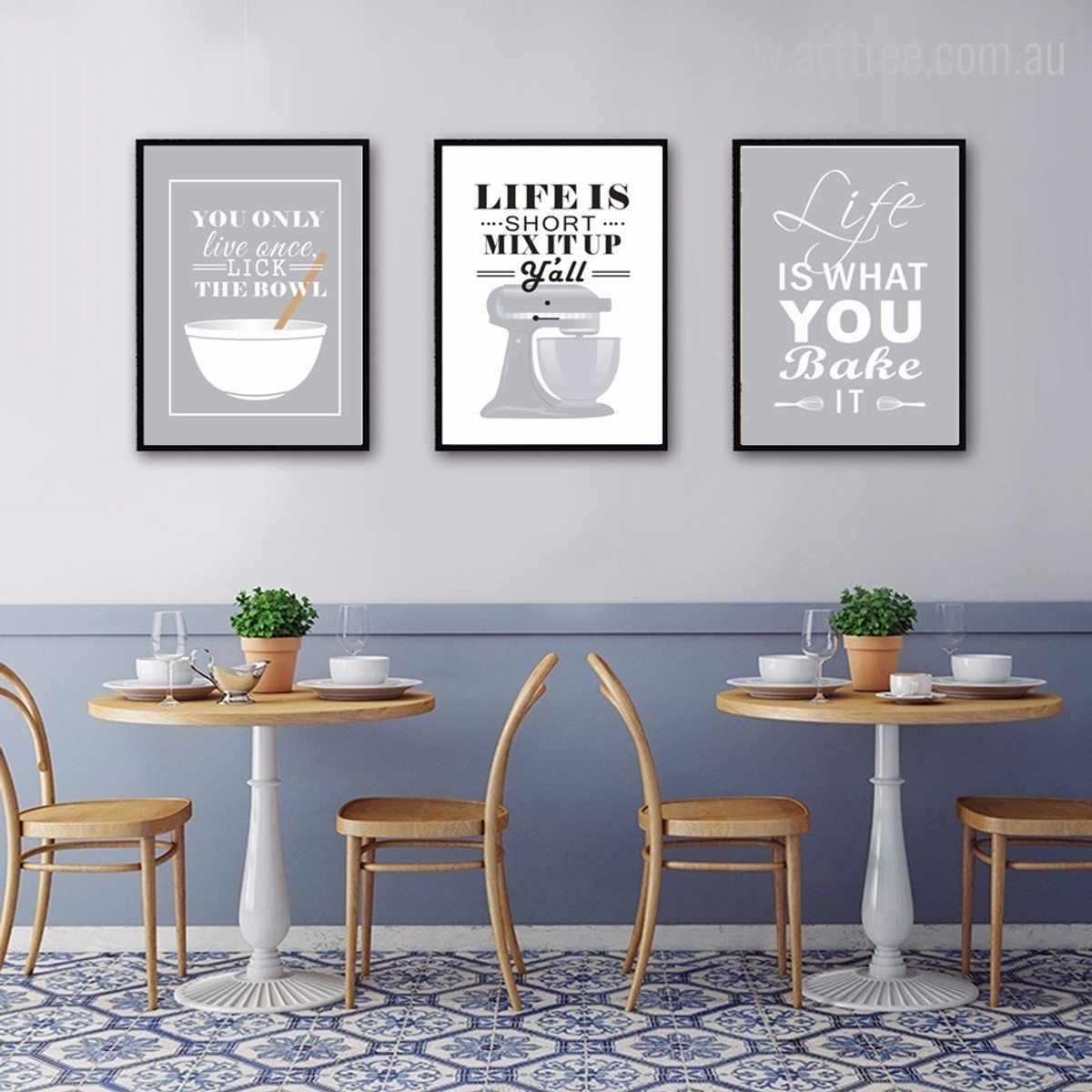 Grey Baking Life Quotes Wall Art Decor