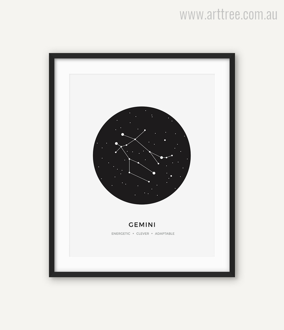 Gemini Zodiacal Constellation Energetic, Clever, Adaptable Print