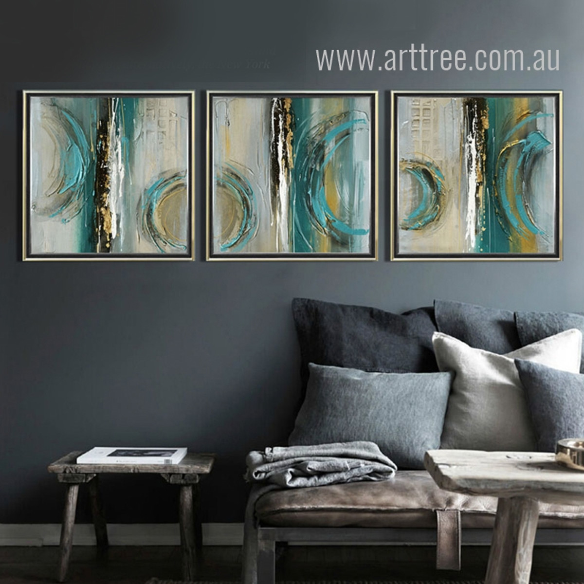 Modern Abstract Painting Squares 3 Piece Canvas Art