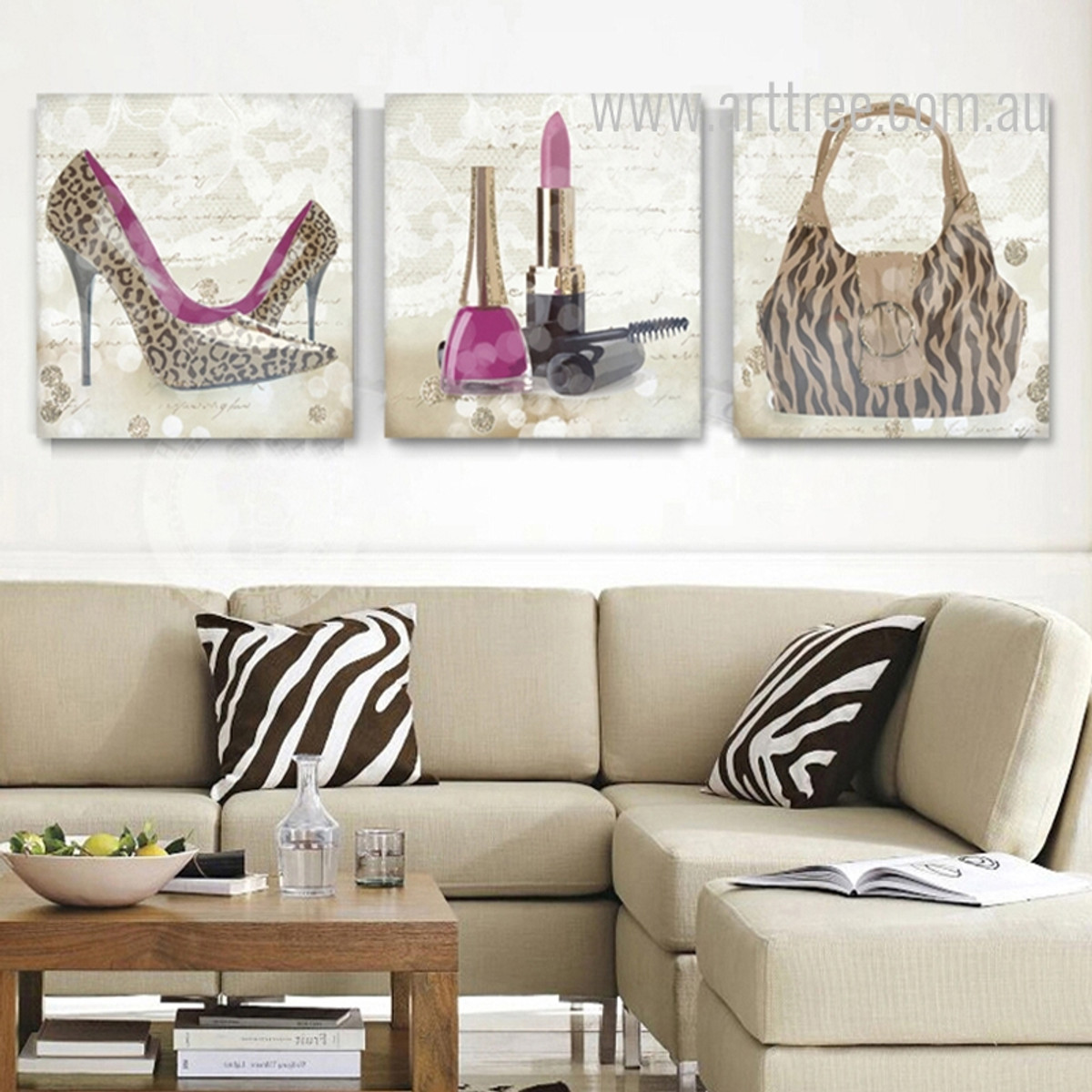 Leopard Pattern High Heels Lipstick Bag Design Canvas Prints