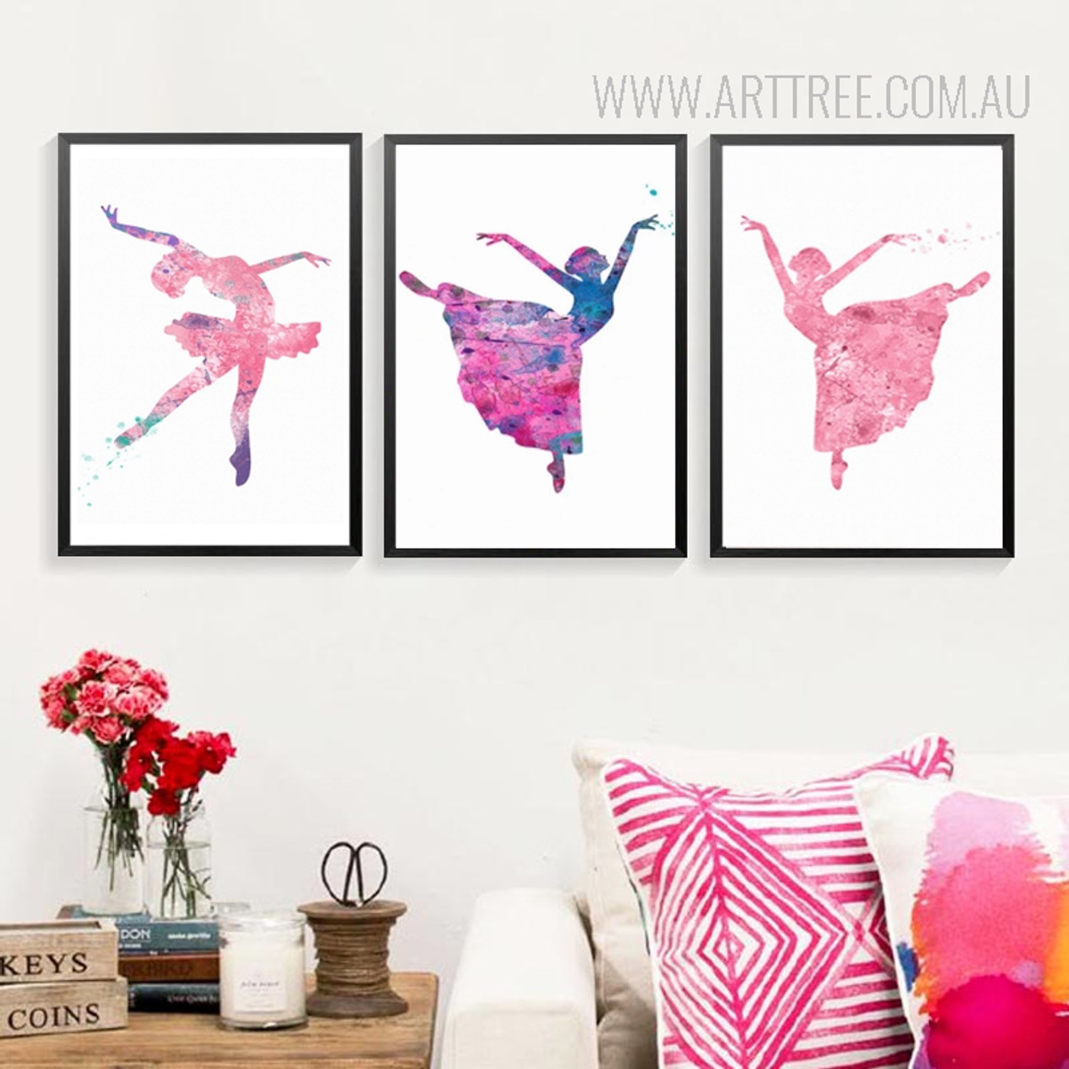 Watercolor Ballet Dancing Girls Pictures Canvas Painting Prints