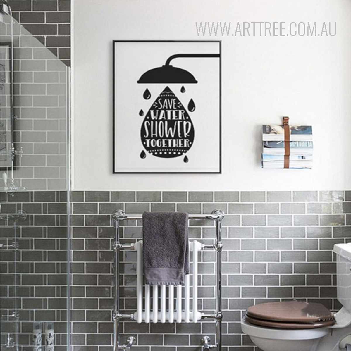 Save Water Shower Together Words Canvas Art