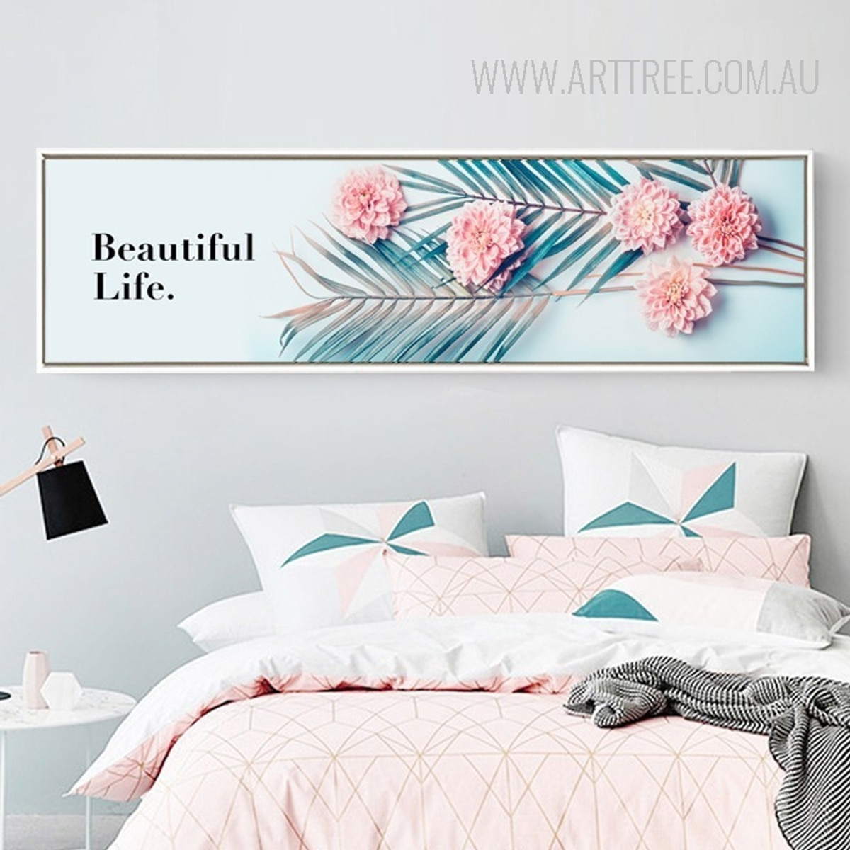 Beautiful Life Big Leaves Pink Floral Art