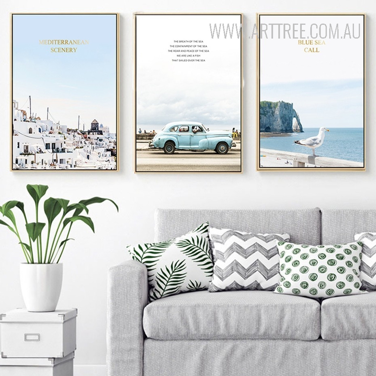 Mediterranean Scenery Blue Sea Call Oceanscape Canvas Prints